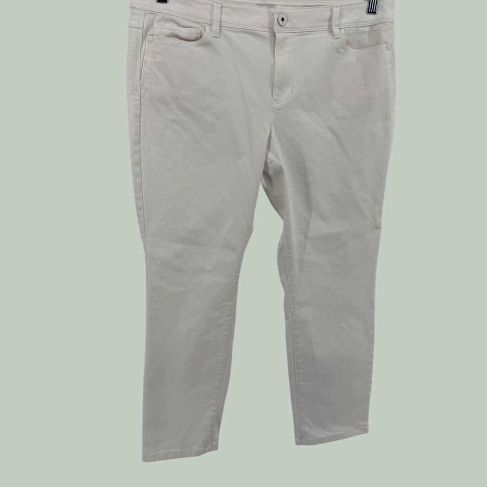 J.Jill Jeans Womens 14P White Authentic Fit Slim Ankle Stretch Denim Pants